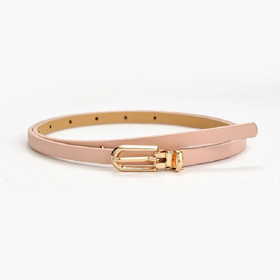 Women's Simple Solid Color PU Leather Thin Belt