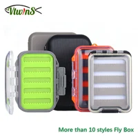 Vtwins 16 moscas de pesca con mosca, caja impermeable para ninfa seca y húmeda con tamaño de bolsillo, accesorio para aparejos de pesca de lubina y trucha