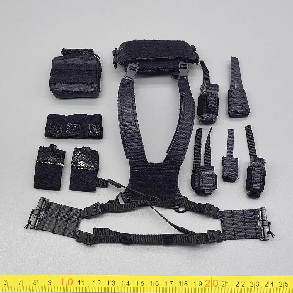 

EASY&SIMPLE 1/6 ES HRT06MM HRT US. Soldier Black Hang Chest Vest Bags Belt Accessories For 12" Doll Figure Scene Component DIY