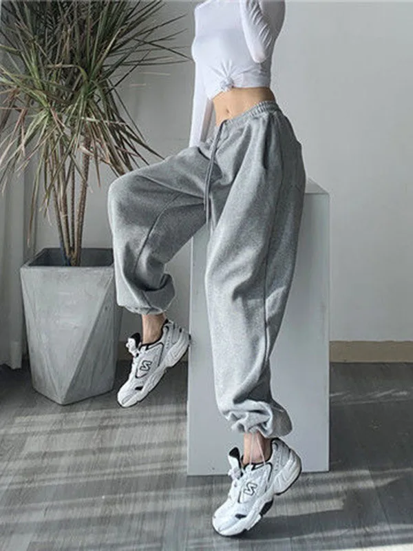 

Loose Wide Leg Sports Sweatpants High Waist Straight Tube Pants Street Sle Casual Trousers for Women Spring Season
