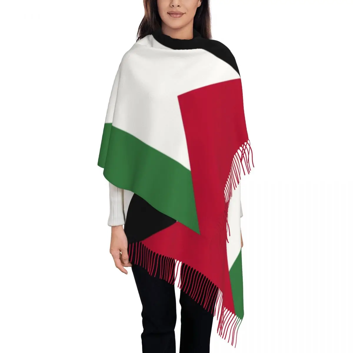 Sciarpa con nappe bandiera palestina donna morbida sciarpa patriottica con scialle da donna sciarpe autunnali invernali