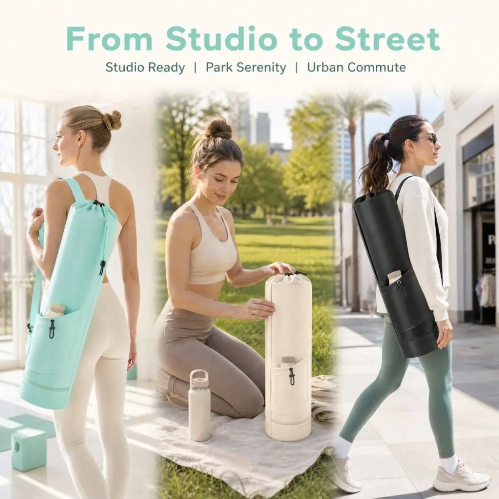 Large Capacity Yoga Mat Storage Bag Adjustable Strap Drawstring Fitness Mat Carrier Multifunction Waterproof Gym Yoga Bag