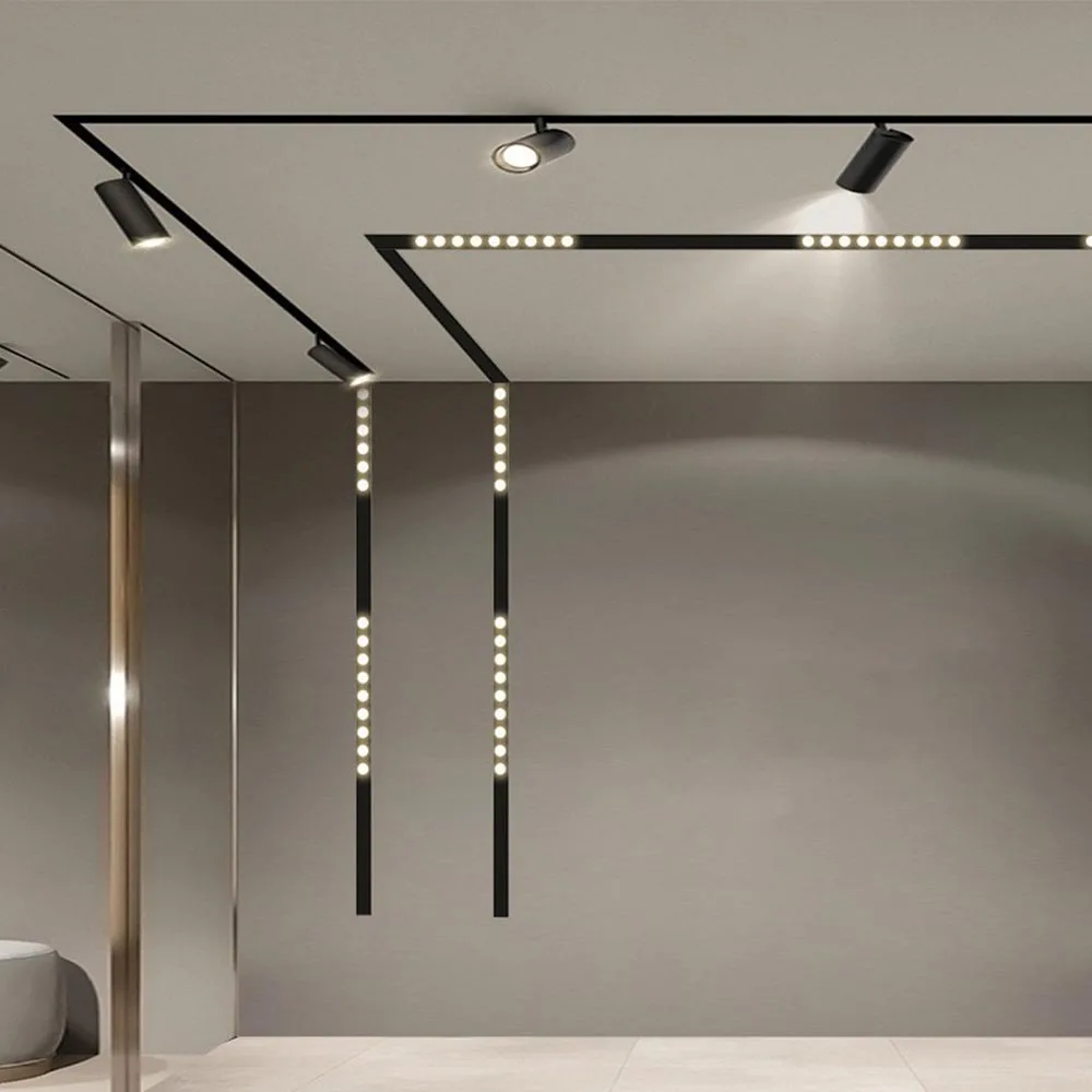 

Painted Wall Type Recessed Aluminum 1 2 3 M Track Rail Smart Cct Dimming Spotlight Floodlight Led Magnetic Rail Lighting Systems
