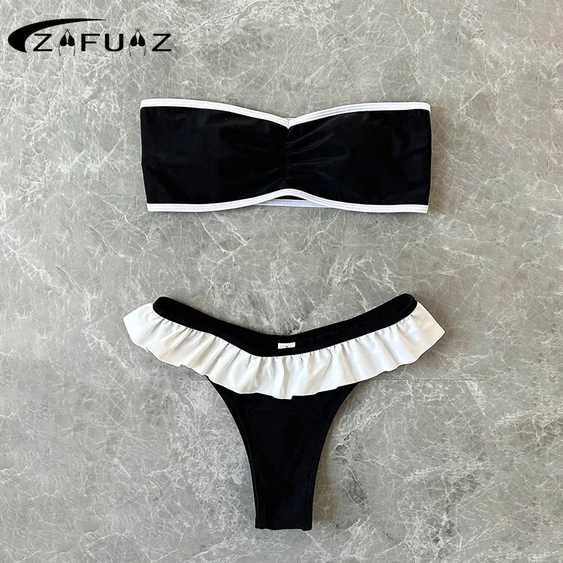 

Bandeau Bikini Push Up Women Swimsuits 2024 Sexy Female Swimwear Brazilian Bikini Set Thong Biquini Swim Suits Solid Beachwear