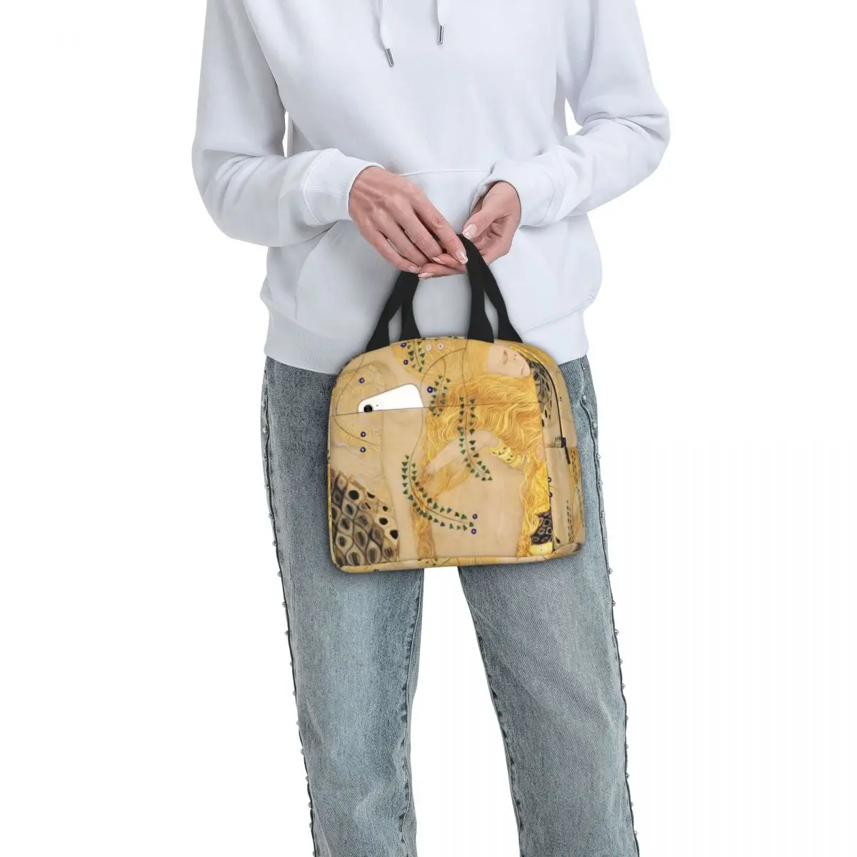 ثعبان الماء أنا بقلم غوستاف كليمت آرت نوفو رمزية معزول حقيبة الغداء مانعة للتسرب وجبة الحاويات حقيبة حرارية حمل علب الاغذية