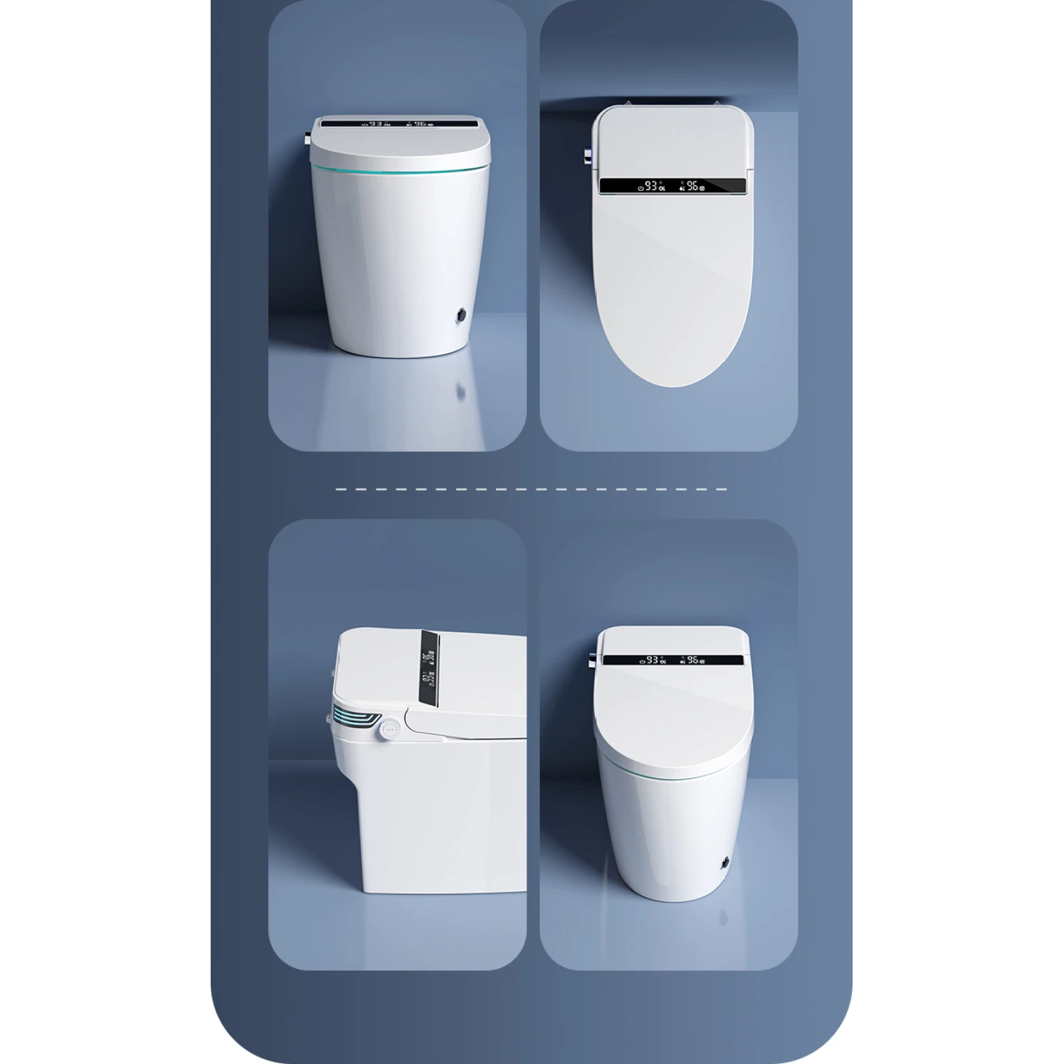 

Smart Bidet Toilet with Auto Dual Flush, Heated Seat & Remote Control, ADA Height, Tankless, Digital Display, Elongated