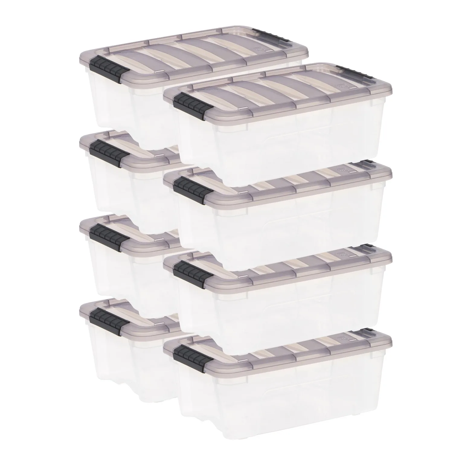 12.95 Qt. (3.2 gal.) Clear Latch Box, Stackable Plastic Storage Bins with Lids, Set of 8