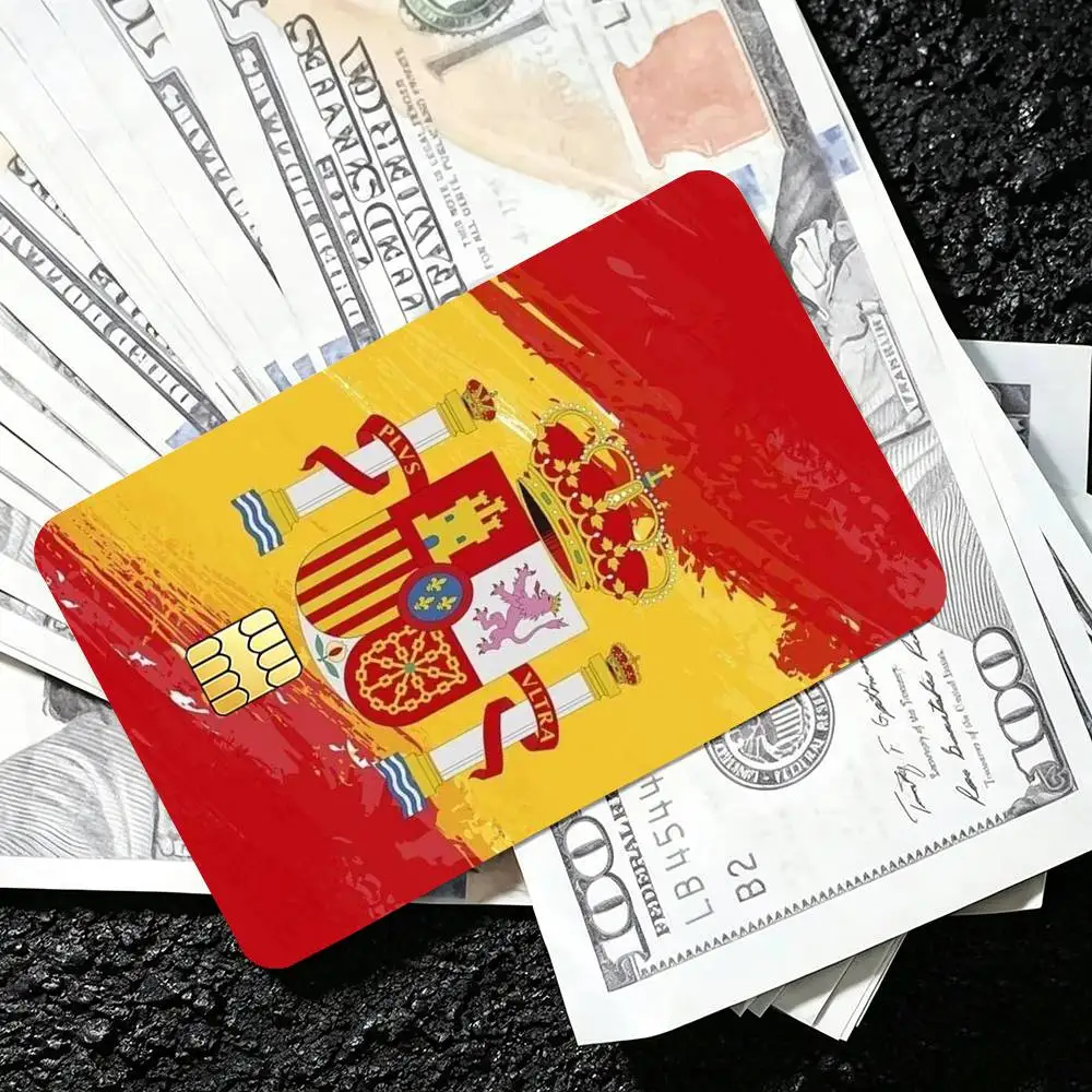 Flag of Spain Credit Card HD Stickers Easy to replace, change card style anytime as you like