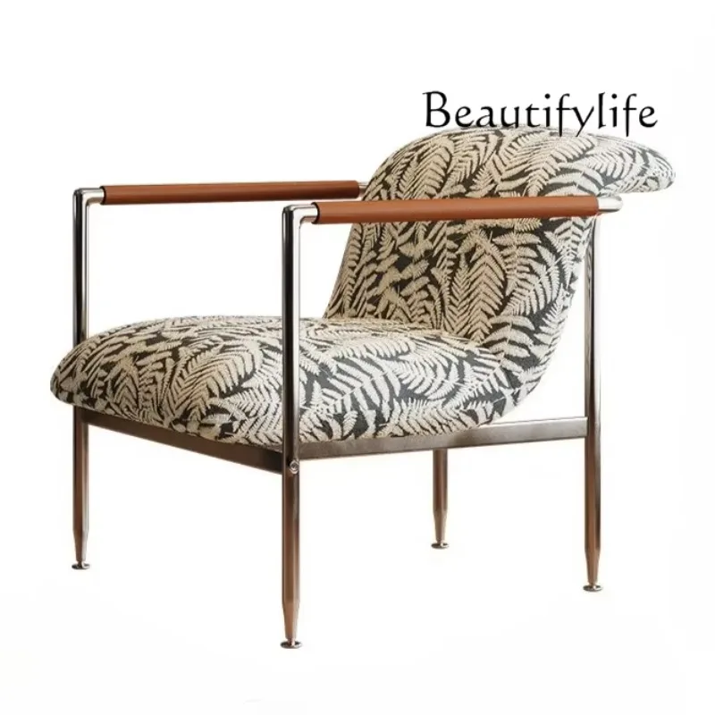 

Medieval fabric single sofa designer living room retro balcony cafe homestay leisure armchair