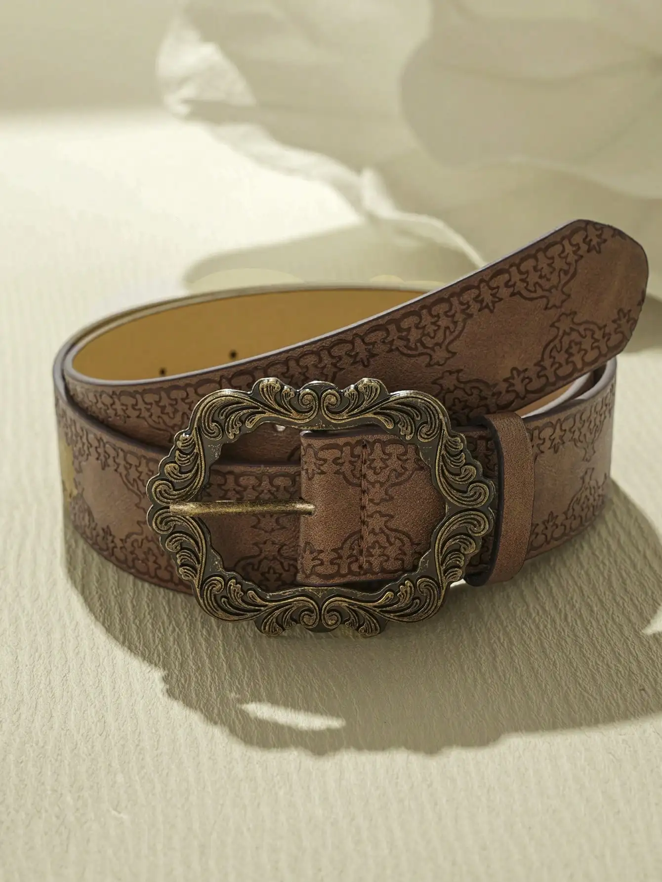 1pc Women's Western Buckle Belt Classic PU Fashion Accessory Versatile Embossed Leather Belt, Commute Vacation Casual Belt For Dresses And Pants, Suitable For Daily Wear, Dating, Parties.sc260609103348135349981