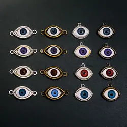 Dijes de ojos de diablo Vintage, colgantes de conector turco malvado para pulseras DIY, collar, suministros para hacer joyas, 15x30mm, 5 unidades por lote