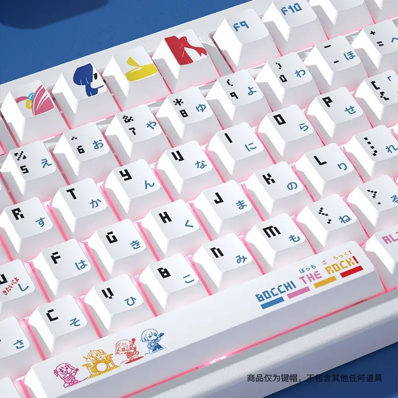 BOCCHI THE ROCK Theme Keycaps Full Chreey Small Full Set of PBT Sublimation Anime 2D Key Cap for Wooting Mechanical Keyboards