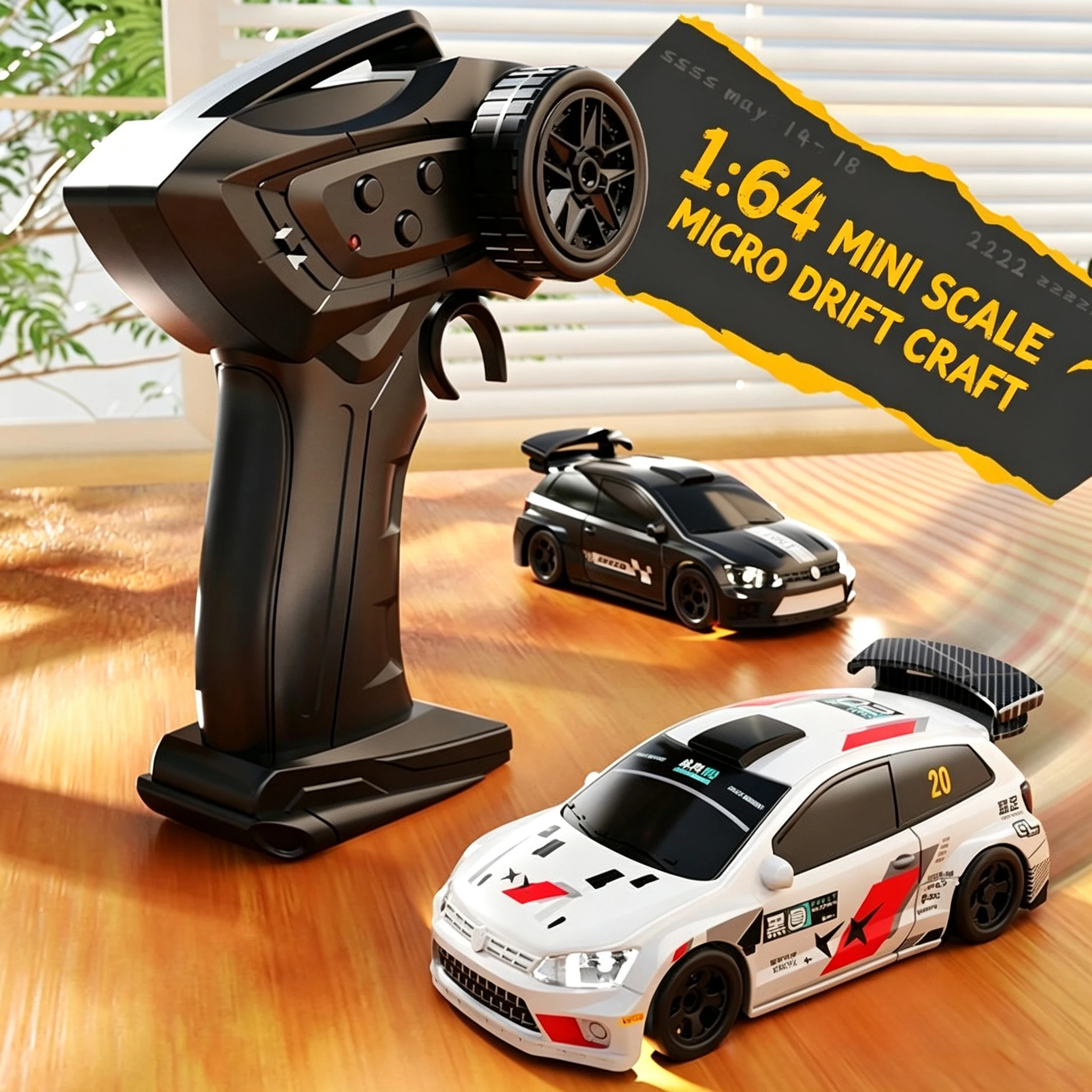 1/64 Desktop RC Drift Rally Car, 4WD Mini Racing Model with Full Proportional Control, 2.4G Toy Gift for Kids