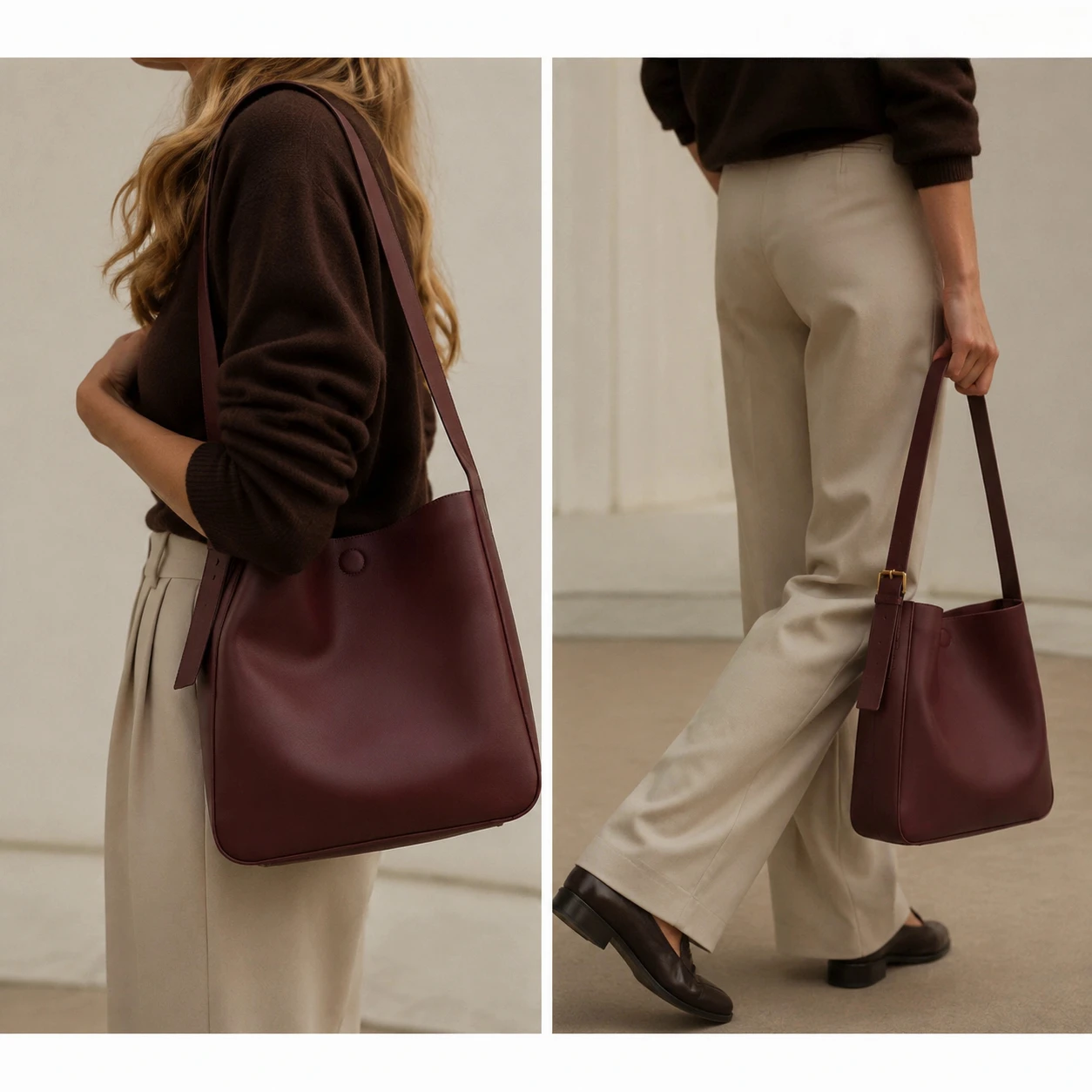 Genuine Leather Women Bucket Bag Soft Tote Bag Casual Shoulder Bag Ladies Work Commute Crossbody Handbag