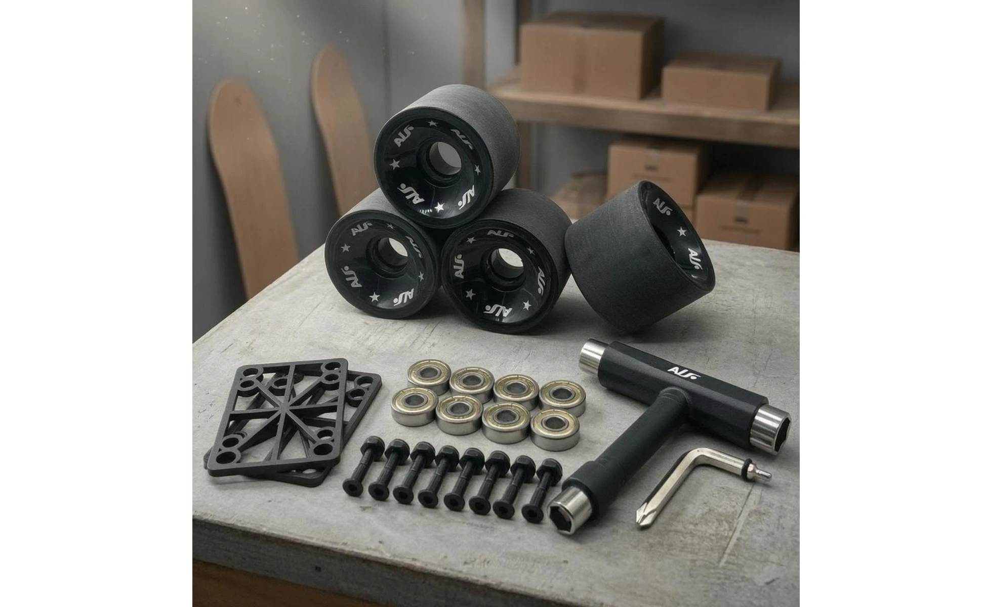 Longboard Wheel Set High Rebound Skateboard Wheels and Bearings Longboard Wheel Kit Shock Absorption Sports Gear Even Rolling