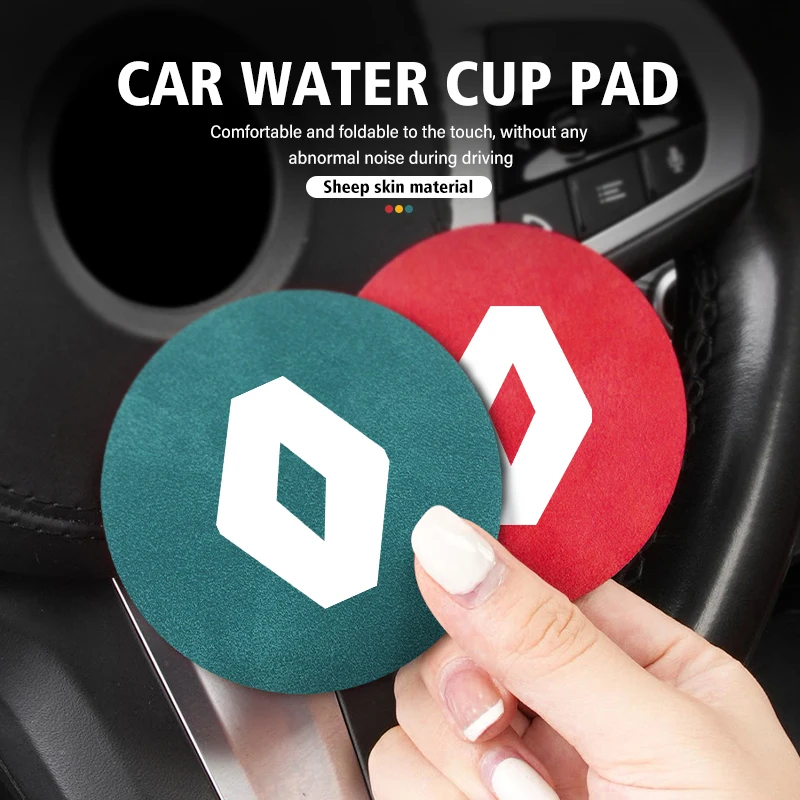 Sheepskin Car Coaster Anti-slip Mat Water Cup Pad Accessories For Renaul Koleos Kadjar Scenic Megane Sandero Grand Sill