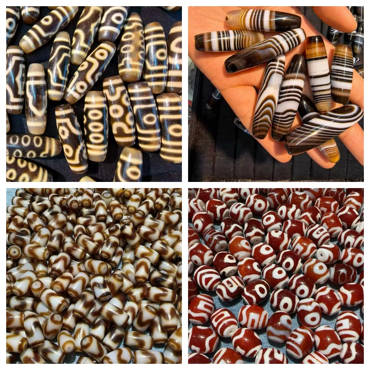50pcs/lot Natural Agate Dzi Beads Wholesale Complete Range of Colors Patterns Styles Taiwanese Craft Weathered Ethnic Style diy