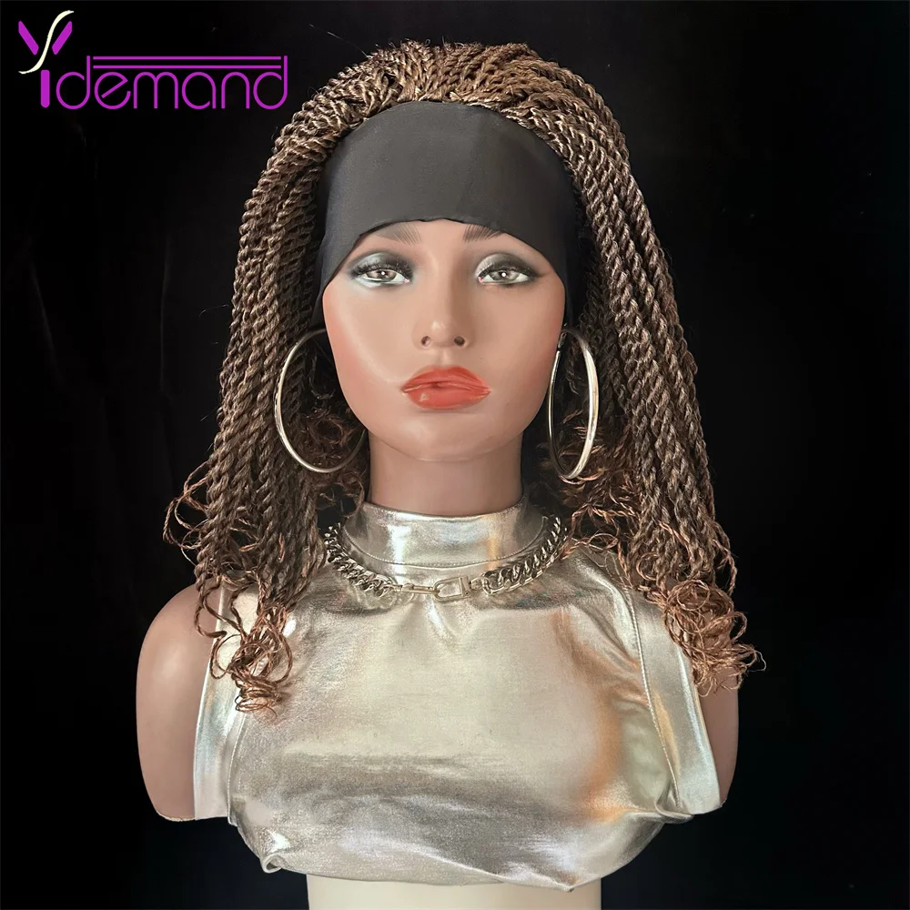 Y Demand Headband Box Braids Wig Ombre Brown Long Braided African Wig Synthetic Braiding Beauty Hair For Women/Men