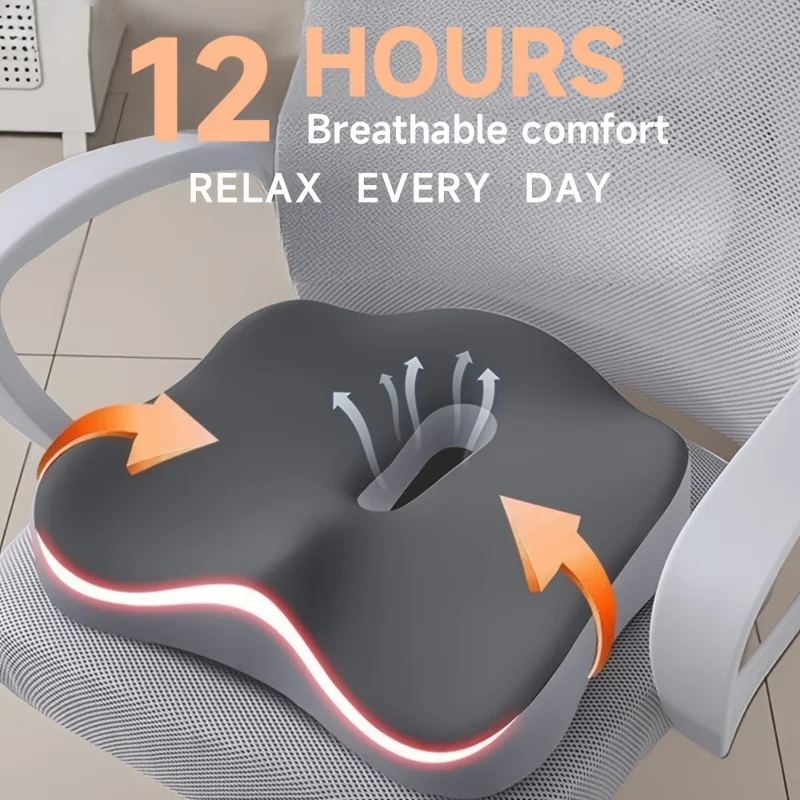 Ergonomisches Sitzkissen, Stuhlkissen, Drei-Zonen-Memory-Schaum-Unterstützung, Weiche und Bequeme Strukturierte Basis, Abnehmbar, Sommergeschenk