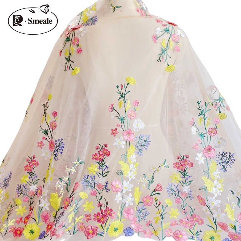 Mehrfarbiger Spitzenstoff für Kinderbekleidung, 3D-Applikation, DIY-Nähen, Blumen, Sommer – Detail 2