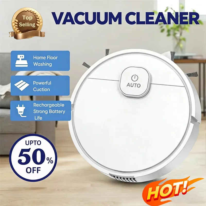 3 In 1 Sweeping and Vacuuming Wireless Vacuum Cleaner Smart Wireless Robot for Home Floor Washing Carpet Pet Hair 2025