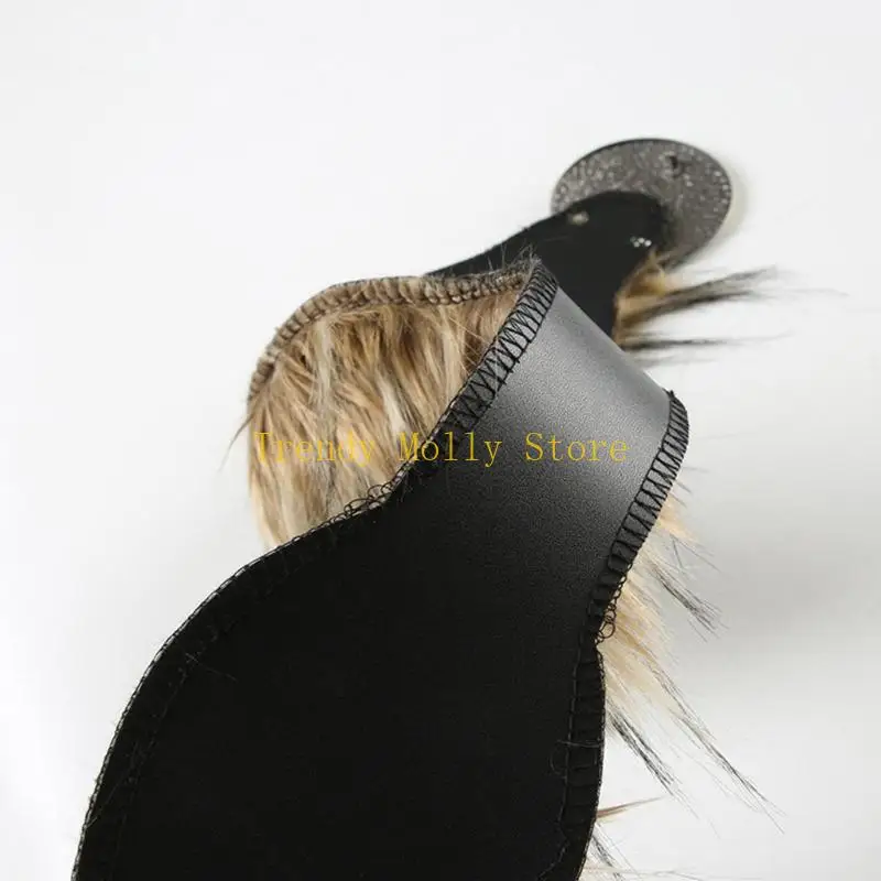 

N5KB Модный женский пояс с металлической пряжкой и цепочкой с искусственным меховым акцентом