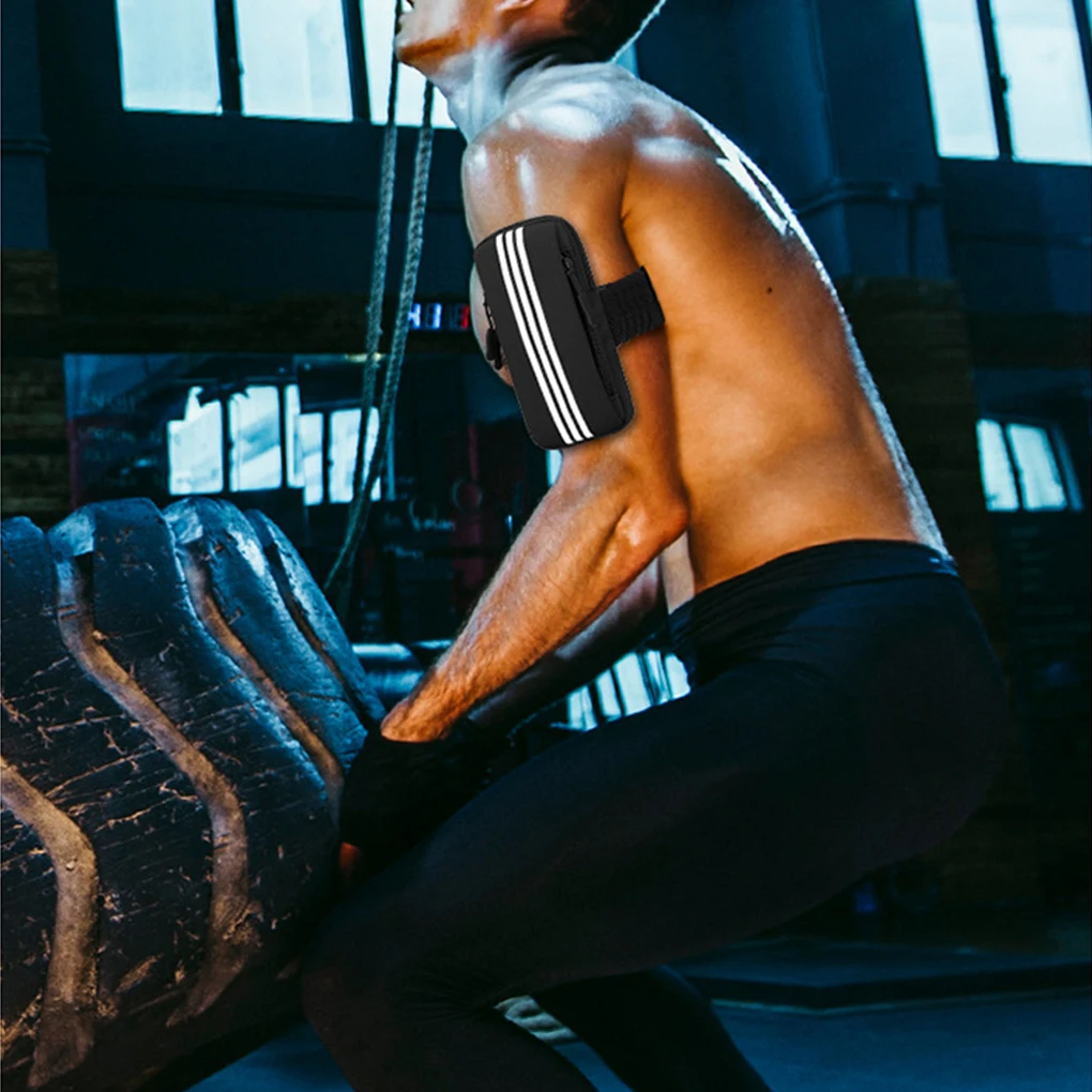 Unisex Zipper Closure Mobile Phone Arm Bag Hiking Traveling Jogging Adjustable Storage Pouch Fitness Workout Holder