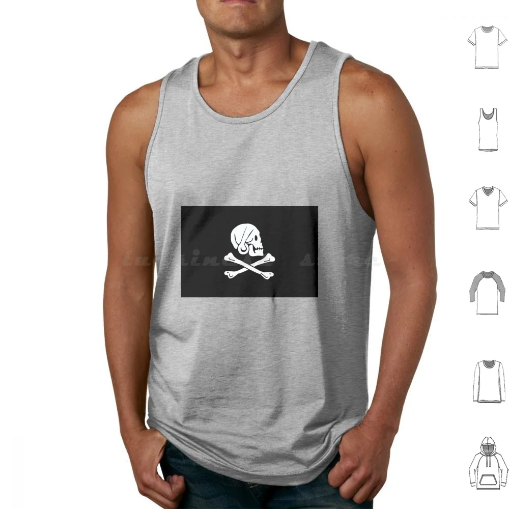 Pirate Flag-Henry Every Tank Tops Vest Sleeveless Pirate Pirates Flag Caribbean Ship Ships Black Skull Cross Bones Bones