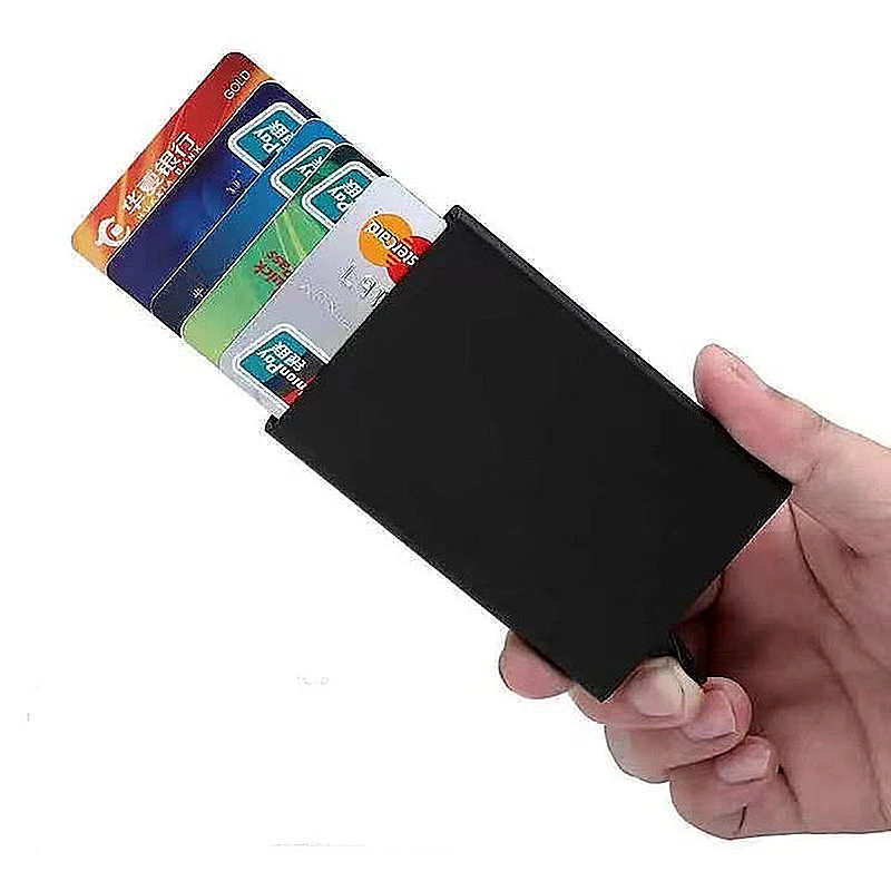 RFID Aluminium Männer 6 Karten fächer Brieftasche Karten halter Geldbörse Männer Business schlanke dünne Smart Wallet Kreditkarten inhaber Fall Notiz halter