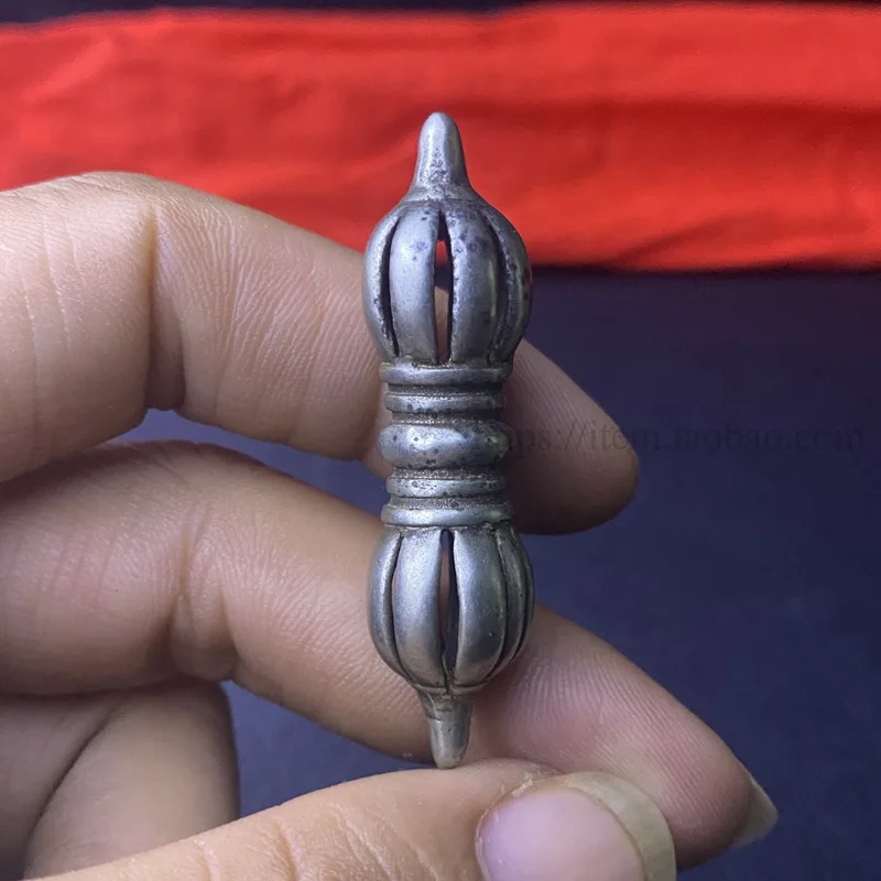 Tibetan Style White Copper Vajra Bell Pestle Antique Crafts Diamond Tibetan Bracelet Accessories Pendant Diamond Pendant