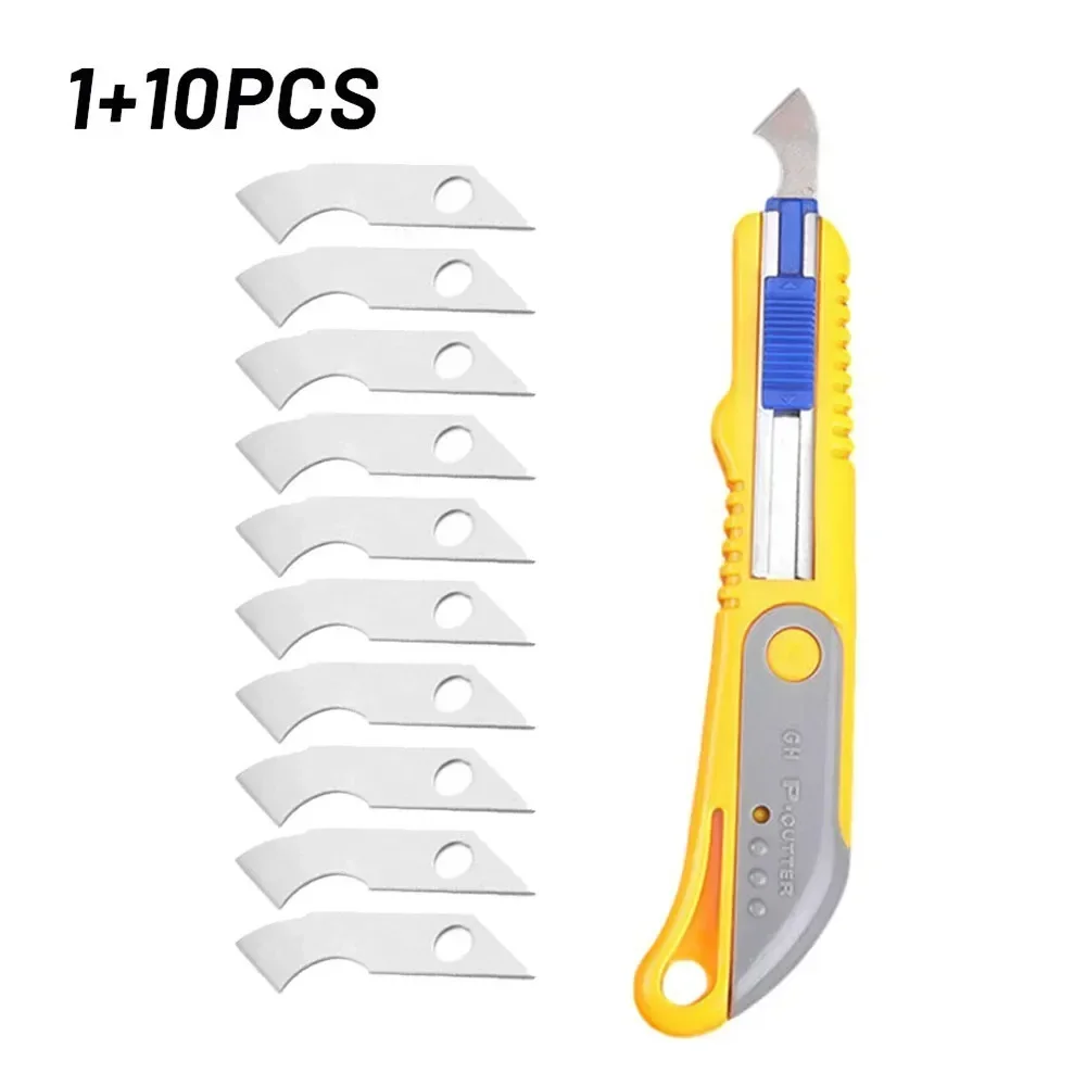 1pc Cutter With 10 Blades For Acrylic Plastic Sheet Cardboard Professional Utility Hook Precision Cutting Tools