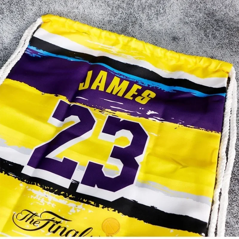 Lakers Kobe James Curry Irving NBA star drawstring backpack basketball storage bag shoe bag bead pocket