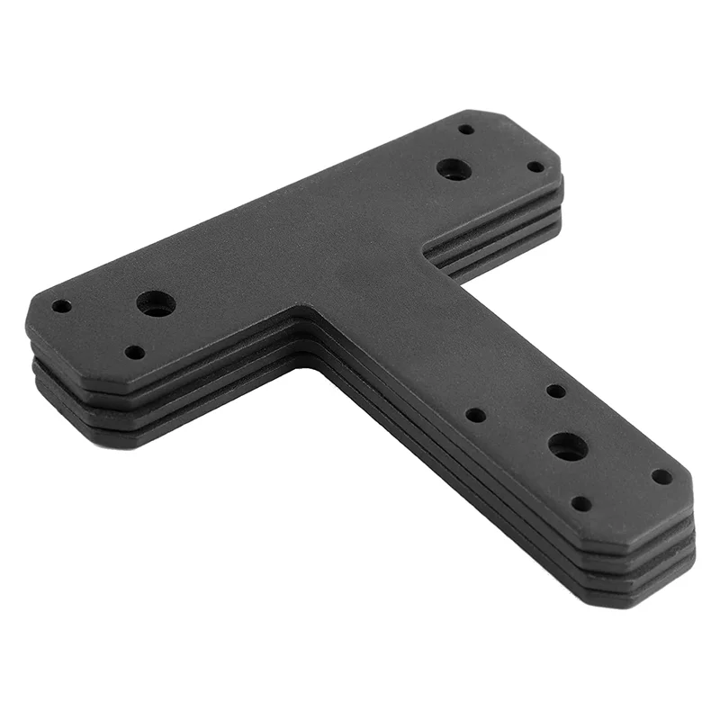 Column to Beam Connectors T Brackets - T Plate Flat Straight Steel Brackets Black 4mm Thick for Patch Plates - 4 Pack