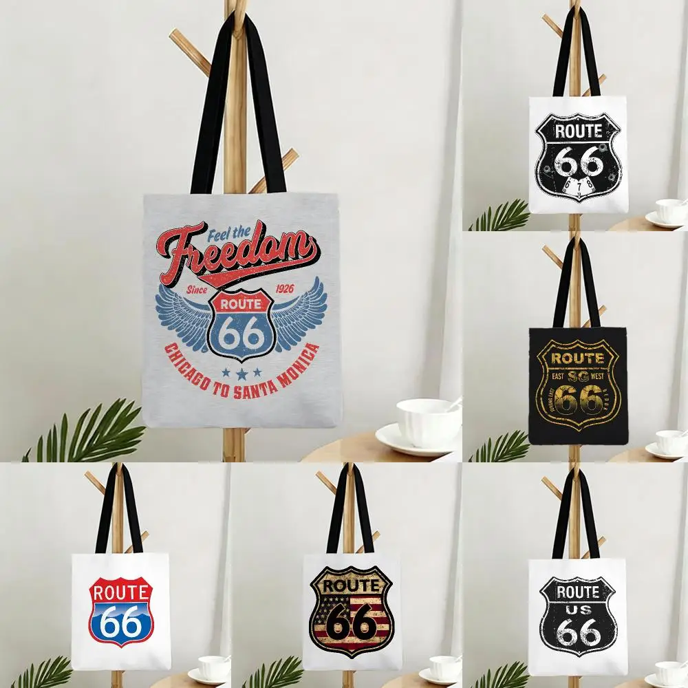 travel culture R-Route 66 Storage Bags Bags Series Print Bag Lightweight Shoulder Daily Shopping Bags
