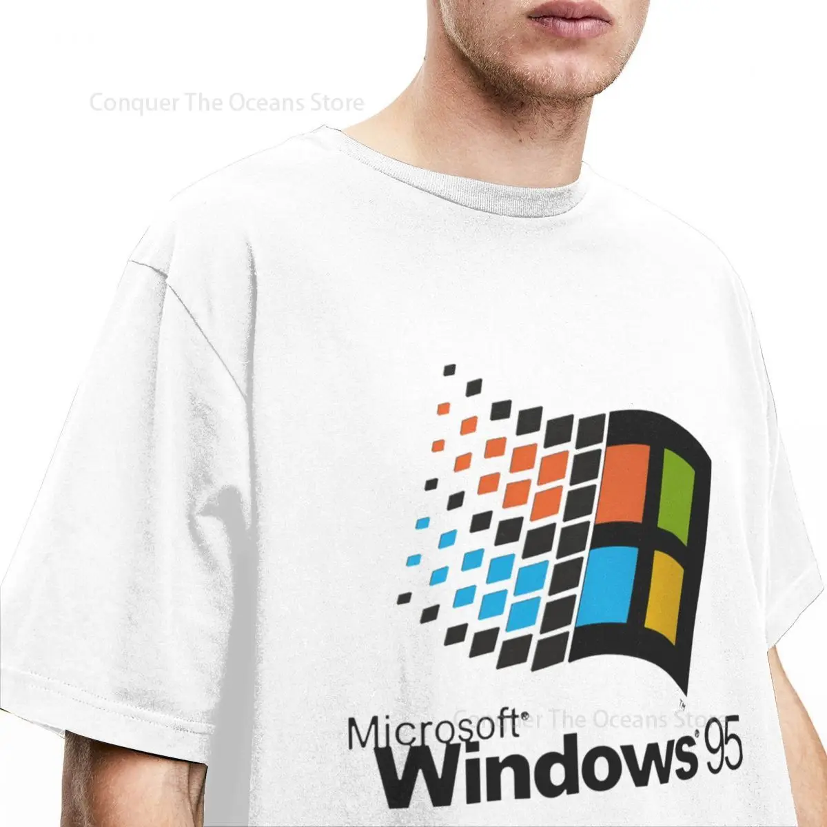 Windows 95 Graphic Men‘s T-Shirt  Women\'s Tee 100% Cotton Windows XP Classic Computer System Print pattern Oversize Tee