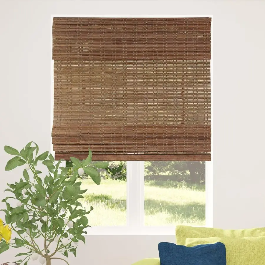 

Cordless Bamboo Roman Shade Blind, Light Filtering, 29 W x 64 H, Ceylon Chestnut