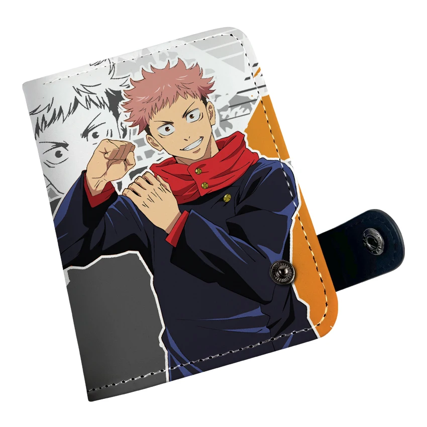 new Cartoon Anime Short Wallet Jujutsu Kaisen Vertical style with buttons can hold coins