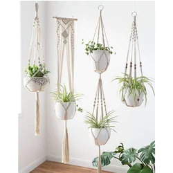 1/4/5 Piece Set Macrame Plant Hanger Flowerpot Hanger for Wall Decoration Countryard Garden Hanging Planter Macrame Wall Hanging