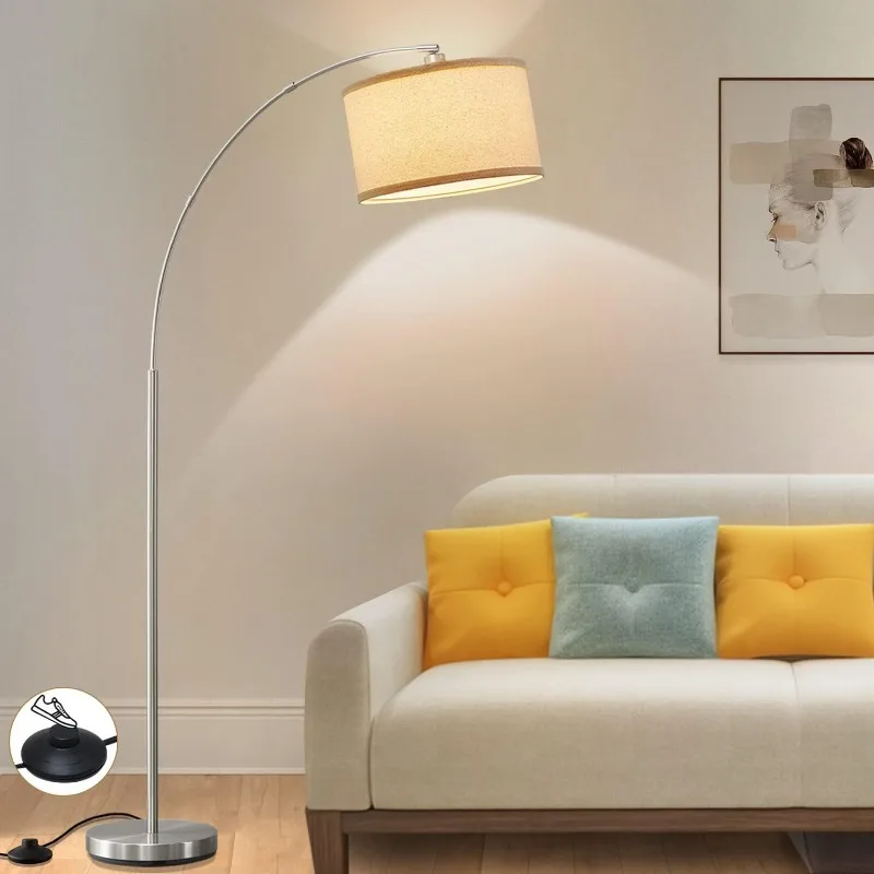 Imagem -04 - Dimmable Arc Floor Lamps com Cabeça Ajustável Lâmpada de Assoalho Moderna sobre Sofá Alto Pendurado Luz Acabamento Preto