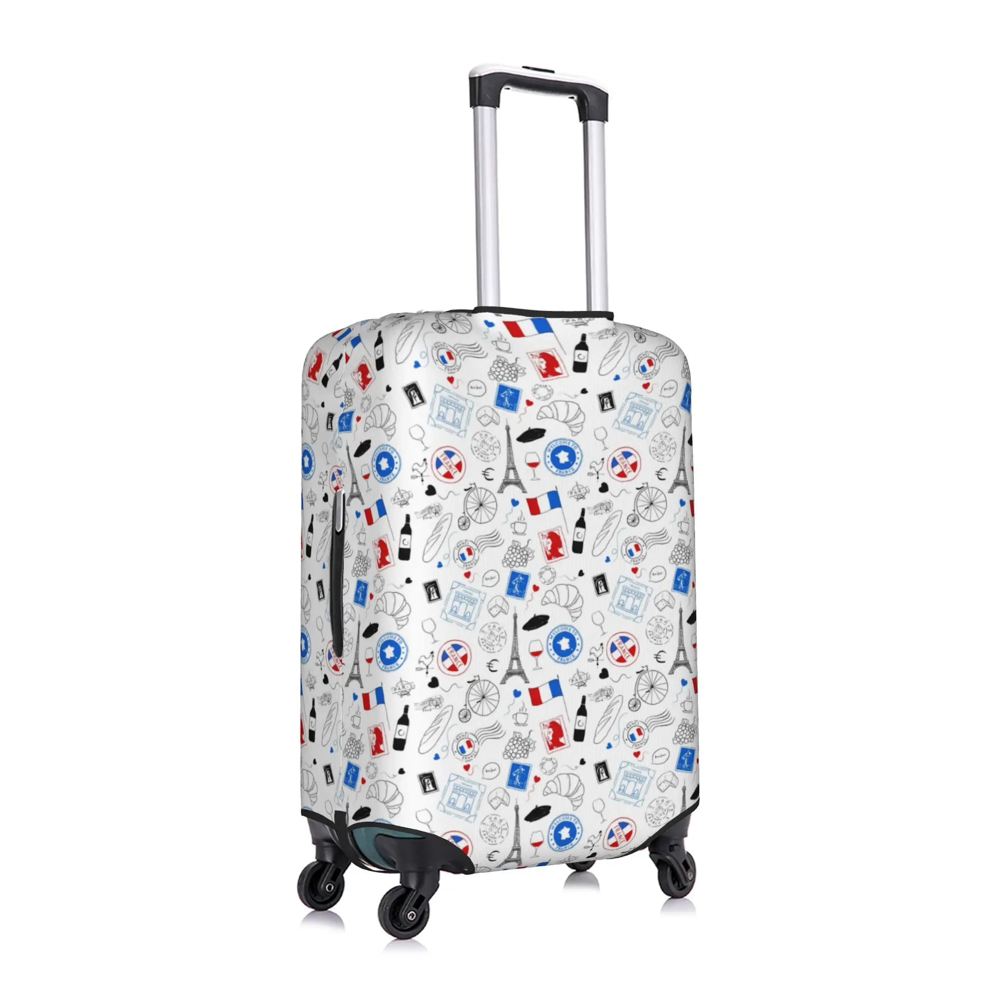 Passport to France Travel Luggage Cover Elastic Eiffel Tower Paris Love Suitcase Cover Protector Fit 18-32 Inch 3