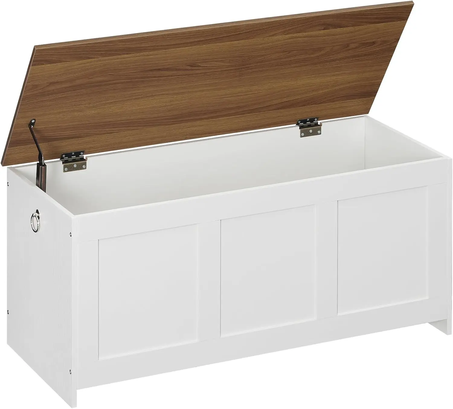 

39.3" Retro Wooden Storage Bench with Lift Top, Multifunctional Entryway Organizer in White and Walnut
