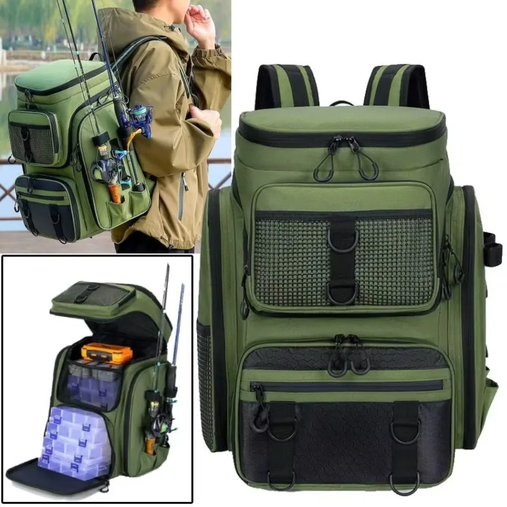 

Sling Fishing Backpack Bag Waterproof Large Capacity Fishing Tackle Storage Bag Nylon Double layer Outdoor Shoulder Bag Hiking