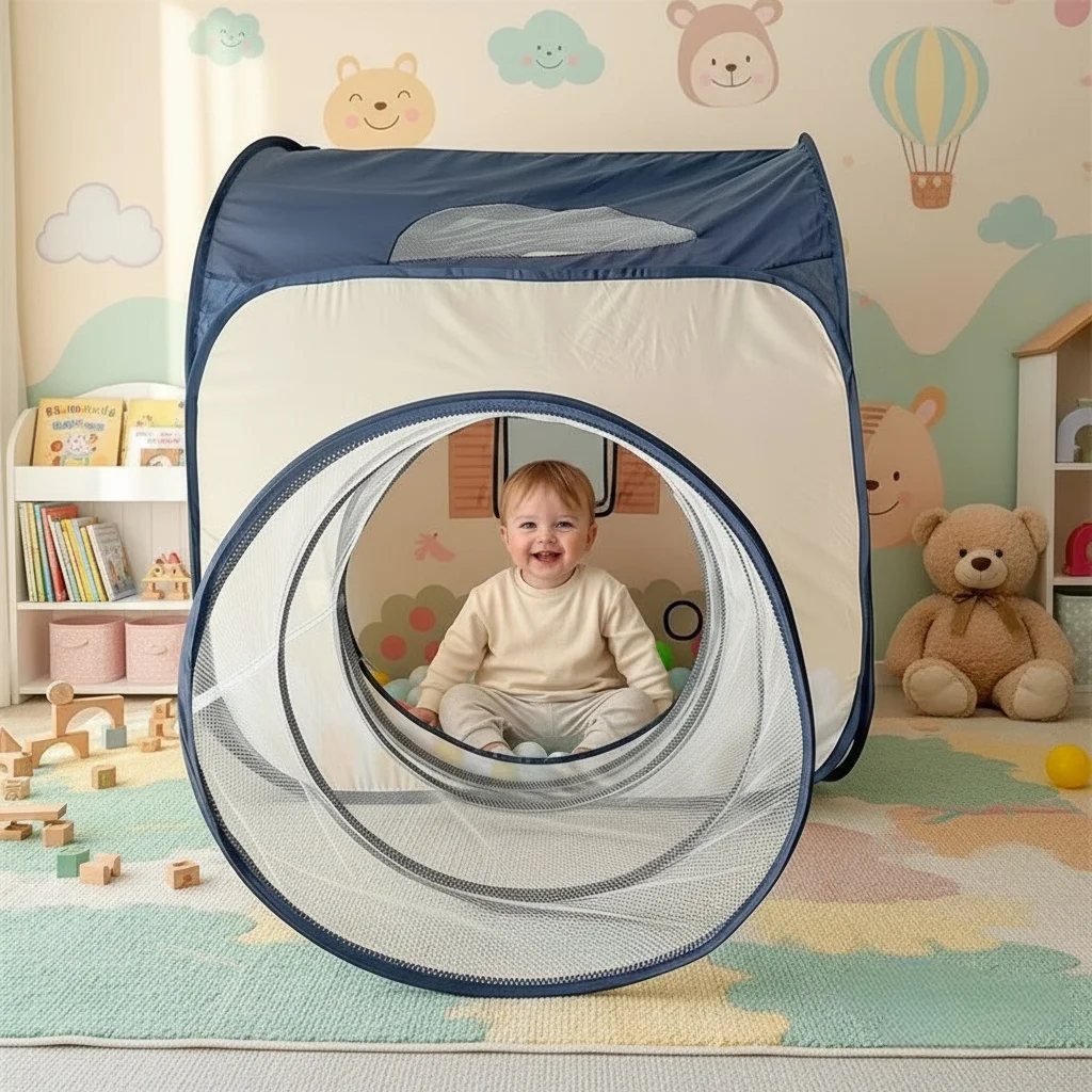 【ترفيه خارجي】خيمة لعب ممتعة مع نفق زحف، خيمة قلعة كبيرة منبثقة، مسرح لعبة محمول، خيمة رائعة للحفلات الخارجية وألعاب الشاطئ، هدايا عطلة ممتازة للأولاد والبنات بدون كرات #2