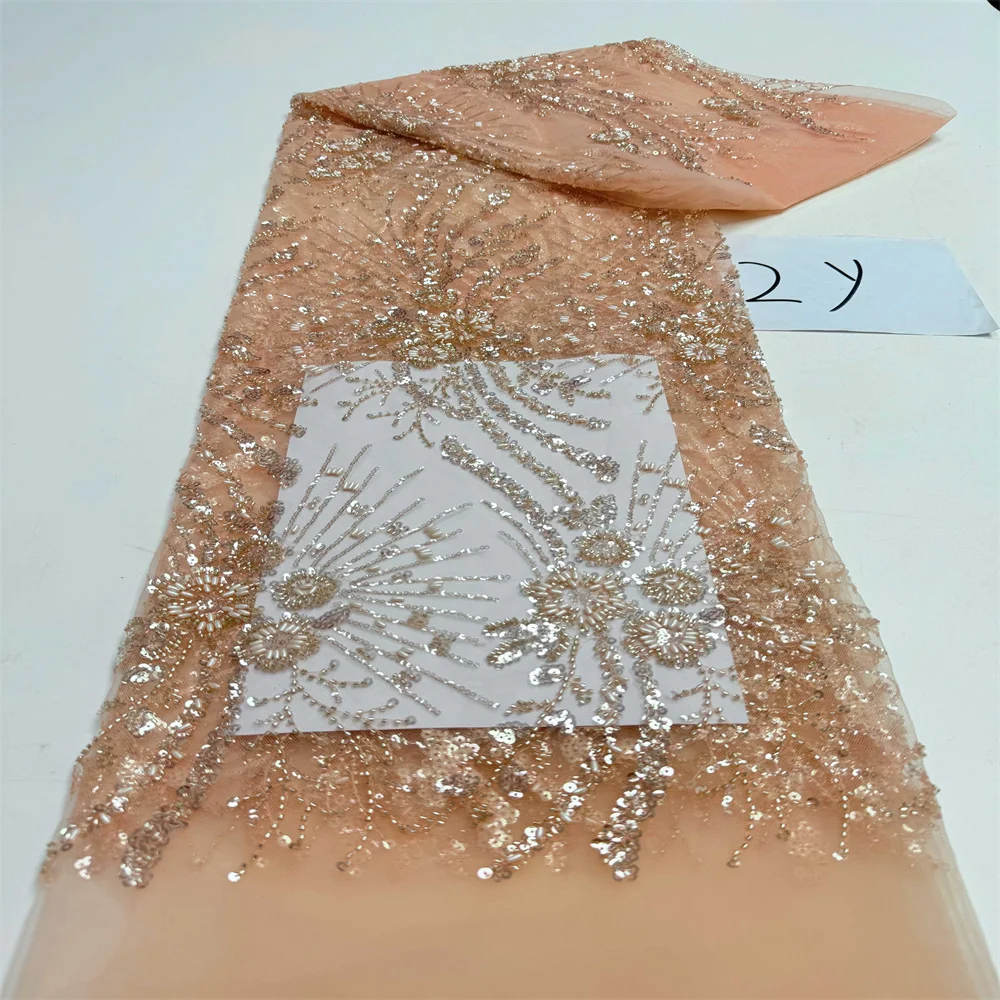 أقمشة الدانتيل الفرنسي جودة عالية الأفريقي مطرز المطرزة النيجيري الترتر تول الدانتيل 2 ياردة لخياطة فساتين الحفلات