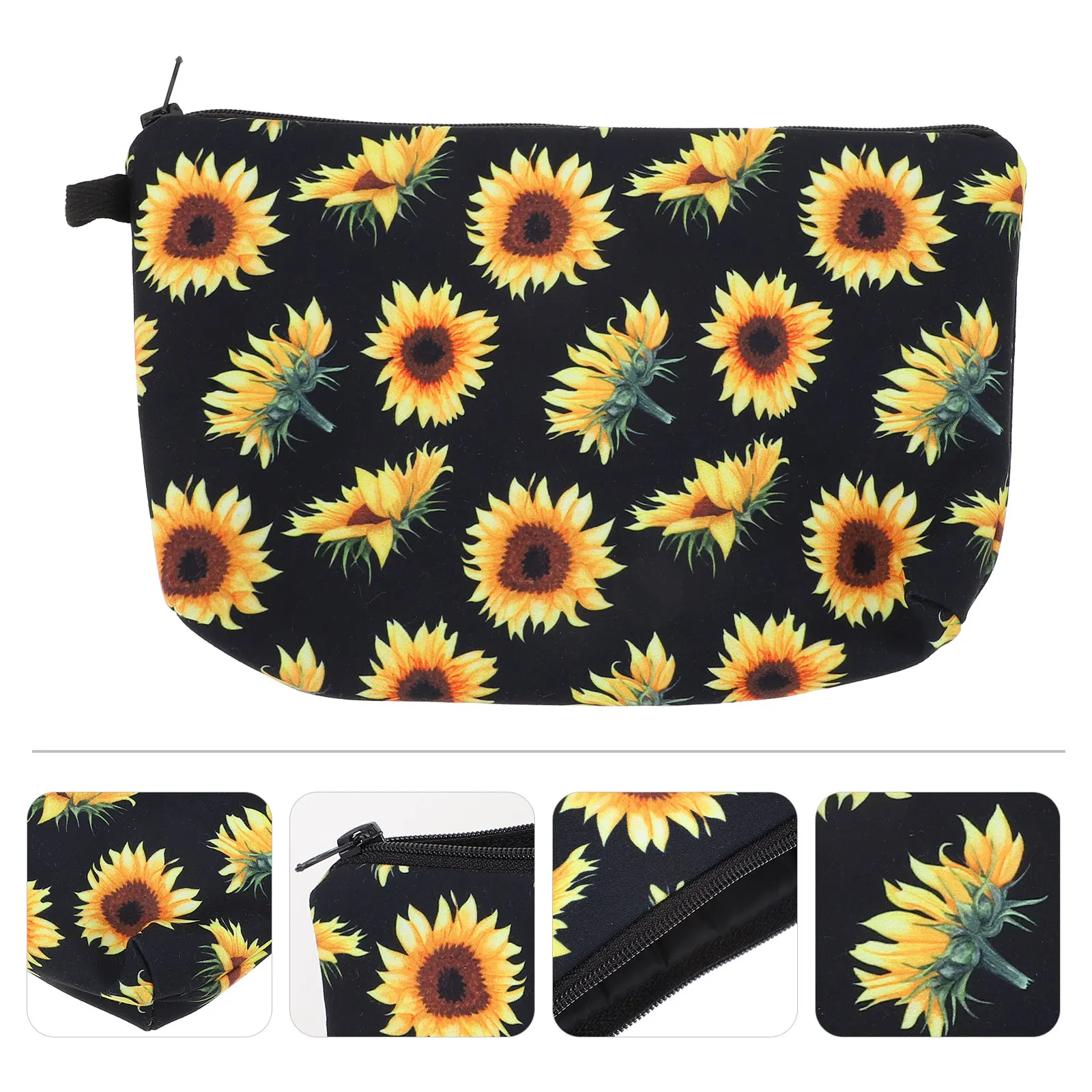 Sac de toilette à grande capacité en forme de tournesol, fermeture éclair de qualité supérieure, portable, léger, rangement pour articles de toilette, organisateur de maquillage, sac d'extérieur