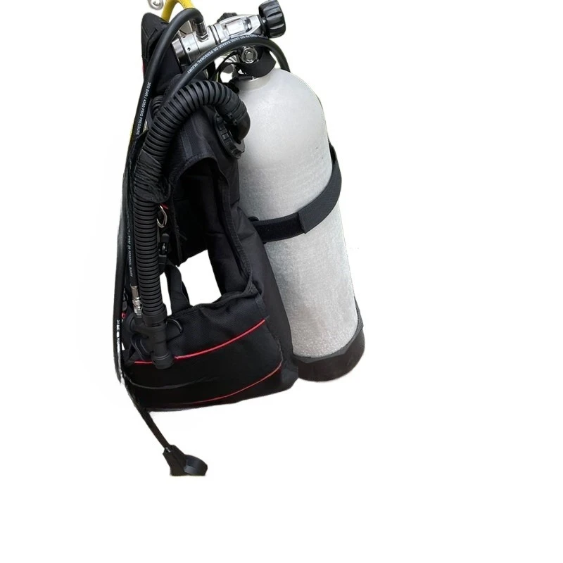 

Scuba diving equipment set, one and two stage head pressure reducing valve breathing apparatus inlet vest