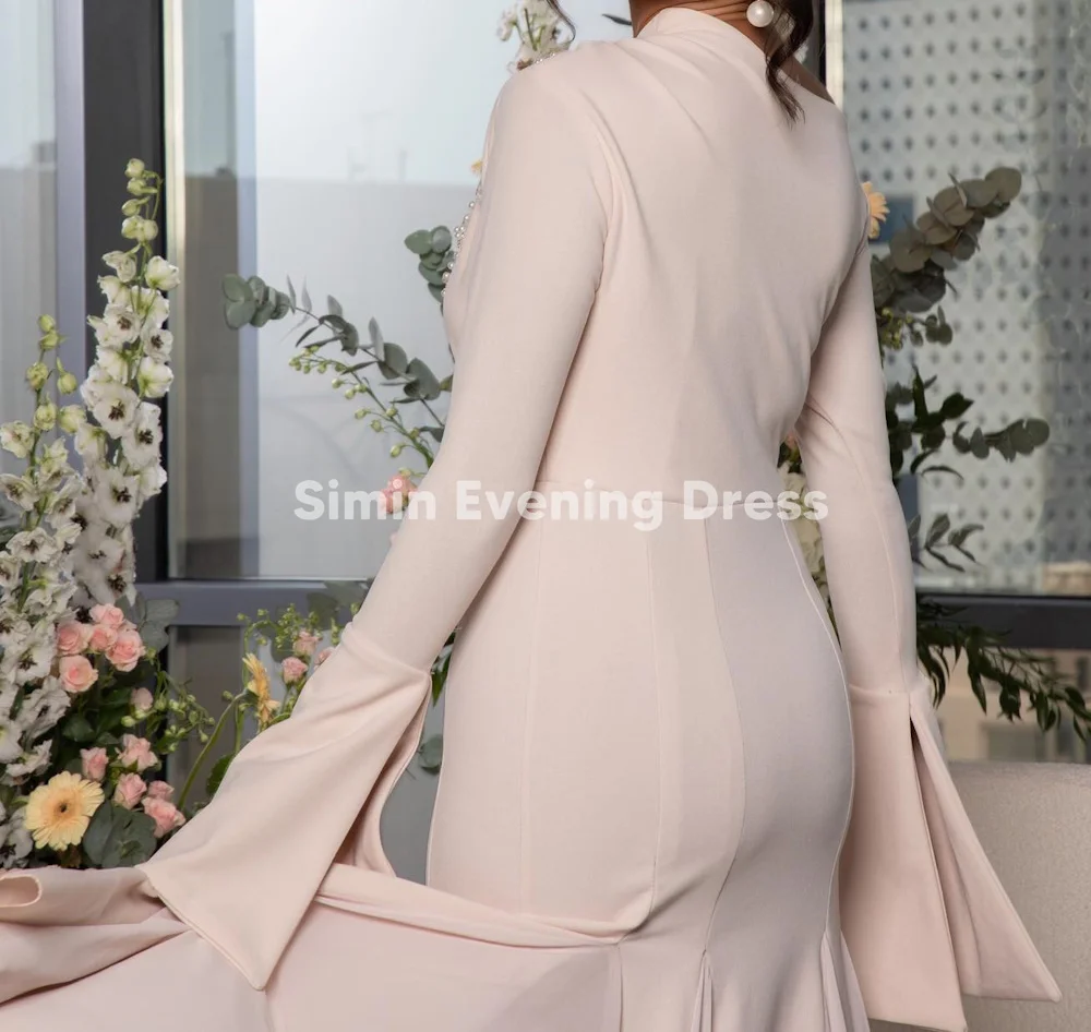 فساتين سهرة فاخرة من Simin بكتف واحد مطرز بحورية البحر بطول الكاحل في دبي بأكمام طويلة فستان أنيق 2025
