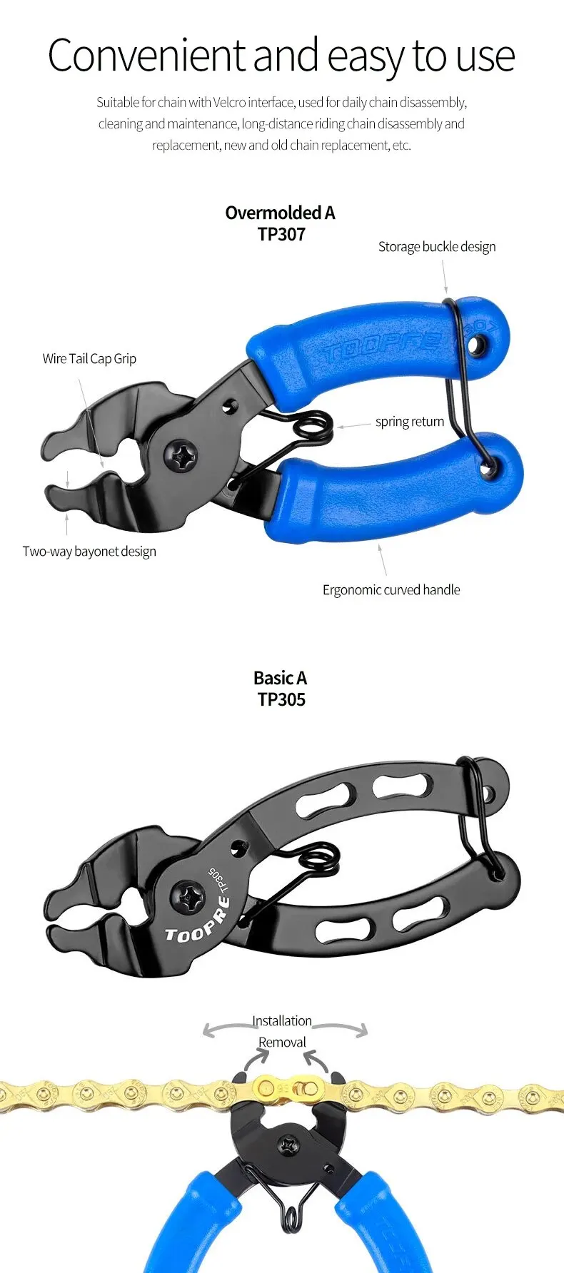 TOOPRE Fahrradkette Magic Buckle Zange Mountainbike Kette Quick Release Magic Buckle Zange Demontage Installationswerkzeug – Detail 3