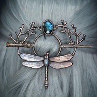 Retro Nordic Style Dragonfly Branch Hairpins Fashionable Unisex Sliding Headwear Cosplay Accessories Props Gift Viking Headwear