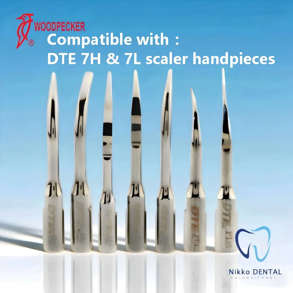 

Woodpecker Original DTE Dental Scaler Tips GD1-GD5&PD1&PD3 Fit 7H and 7L Ultrasonic Scaler Handpiece